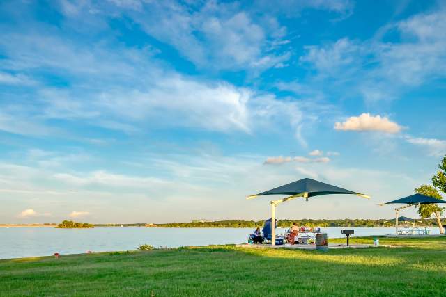 View of Lake Grapevine from a pavilion