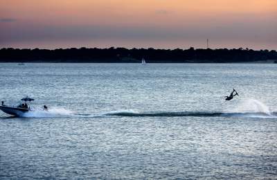 Skiing on Lake Grapevine in Grapevine, Texas