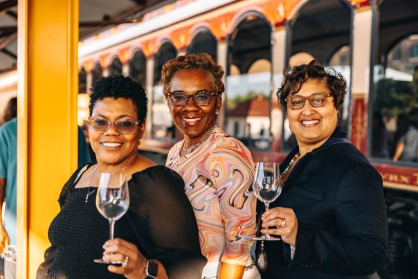 Women about to go on Grapevine Vintage Railroad's Jazz Wine Train