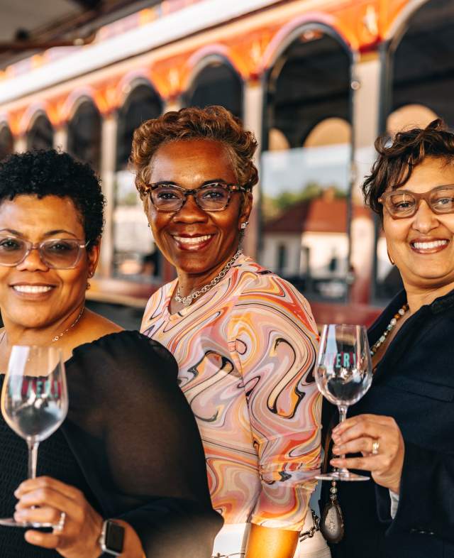 Women about to go on Grapevine Vintage Railroad's Jazz Wine Train