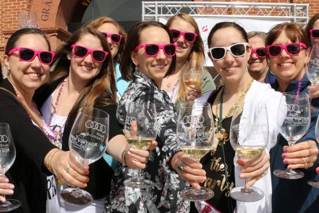 People taking part in the Spring Wine Trail in Grapevine, Texas