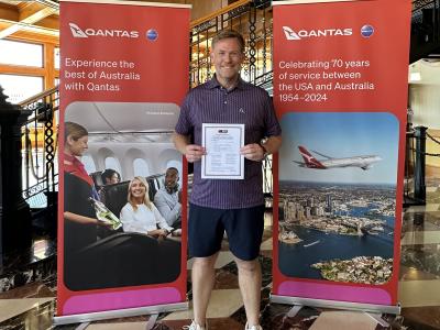 Winner of the 2024 GrapeFest Qantas Airlines getaway promotion